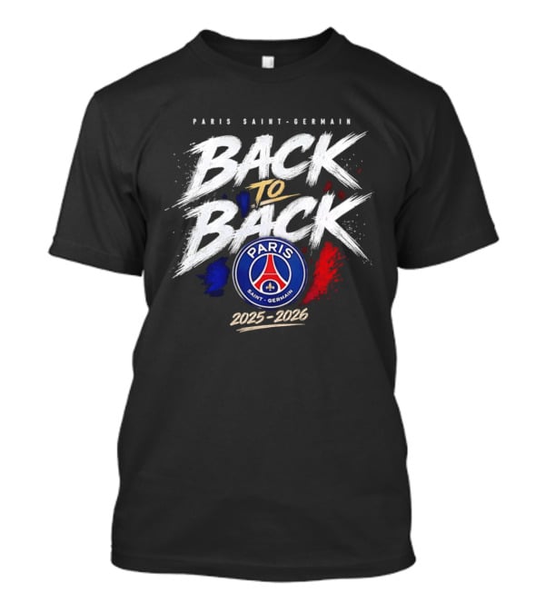 Paris Saint Germain Back To Back 2025 2026 Logo Champion Celebration T-Shirt