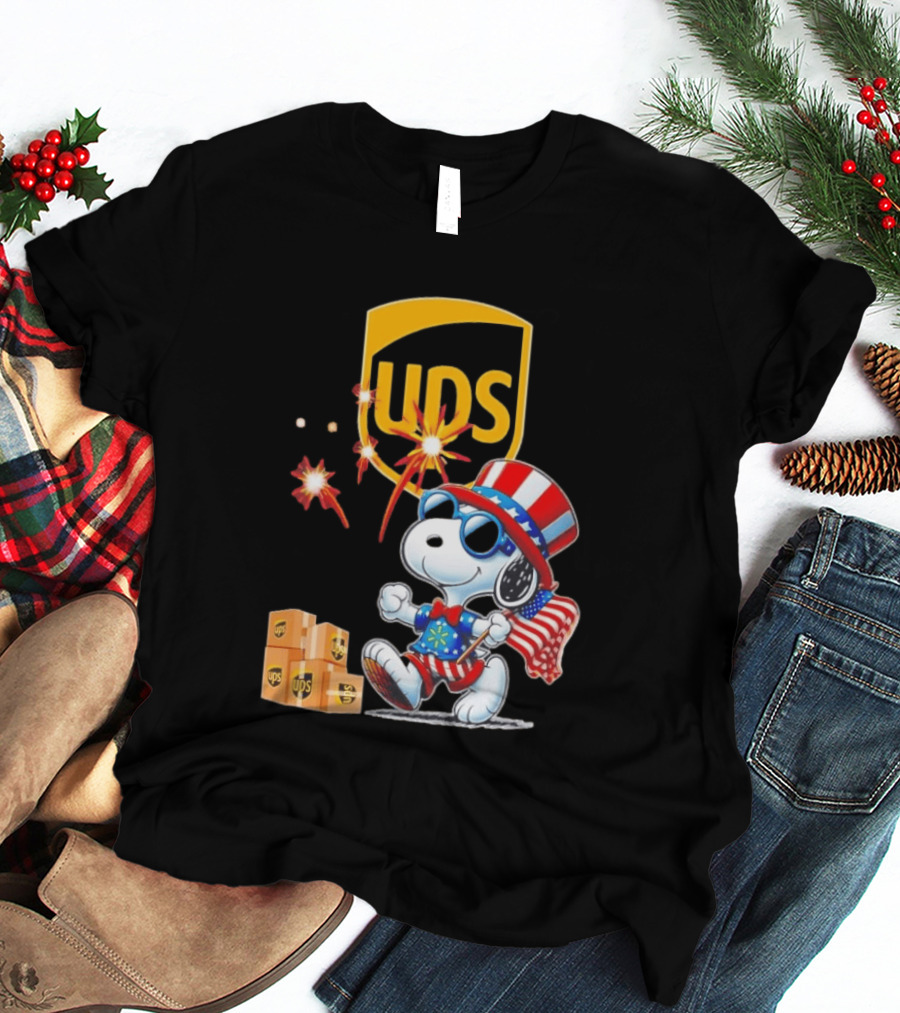 Patriotic Snoopy Independence Day UPS Packages American Flag Celebration T-Shirt