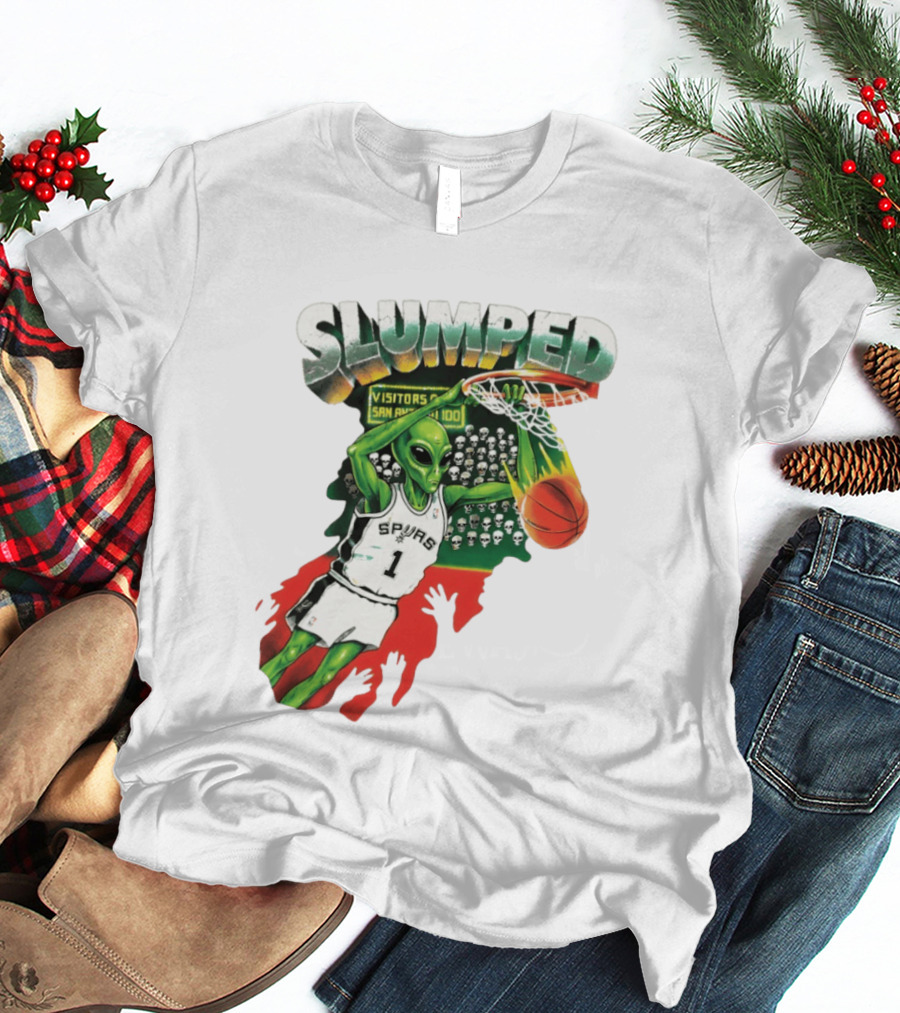 Slumped Alien Basketball Dunk Spurs Number 1 Visitors San Antonio 100 T-Shirt