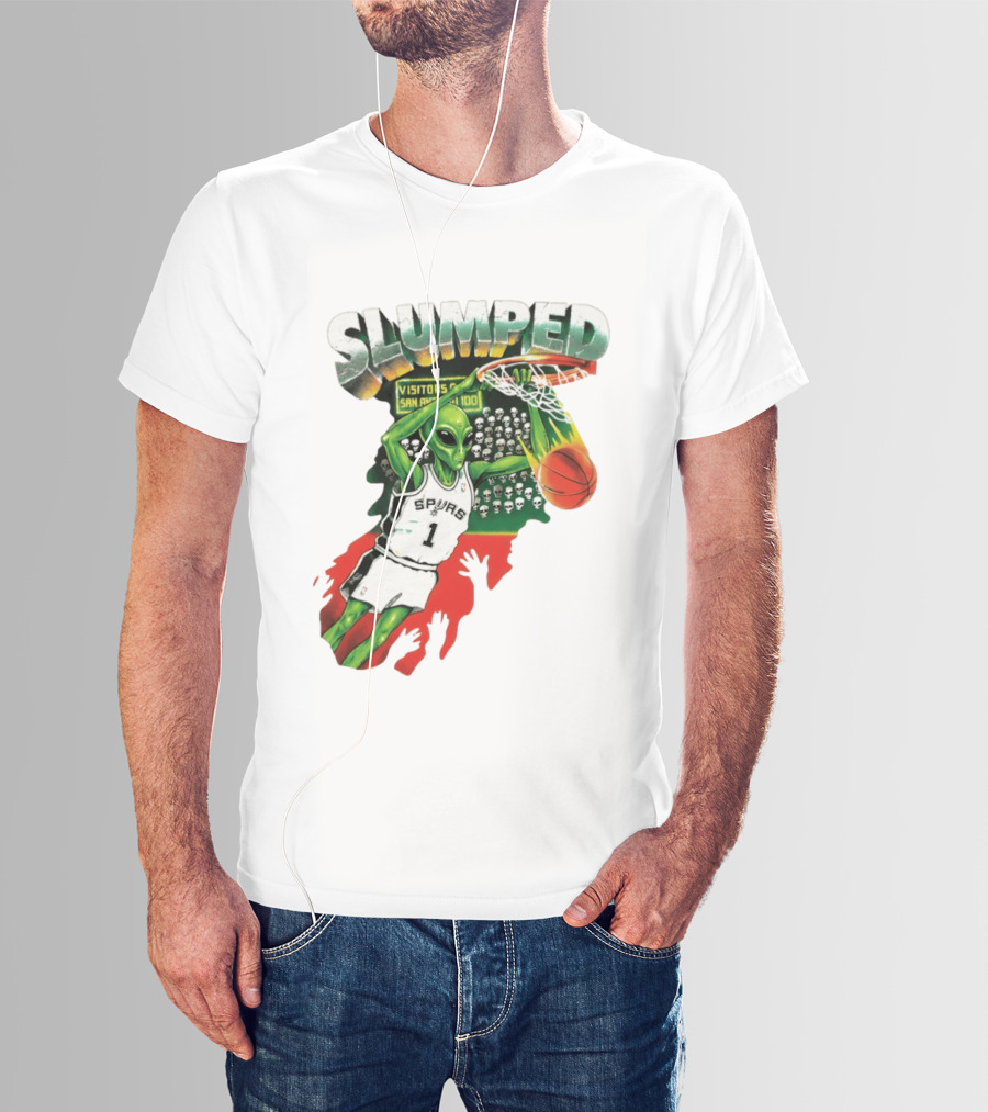 Slumped Alien Basketball Dunk Spurs Number 1 Visitors San Antonio 100 T-Shirt