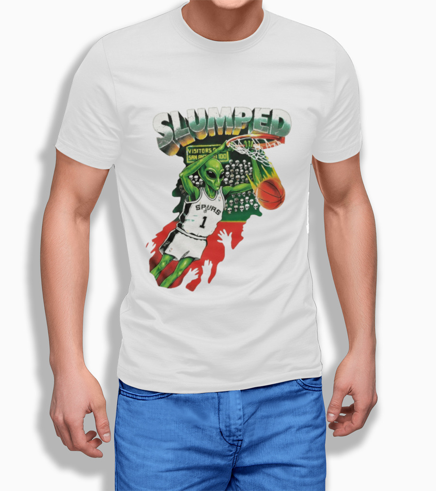 Slumped Alien Basketball Dunk Spurs Number 1 Visitors San Antonio 100 T-Shirt