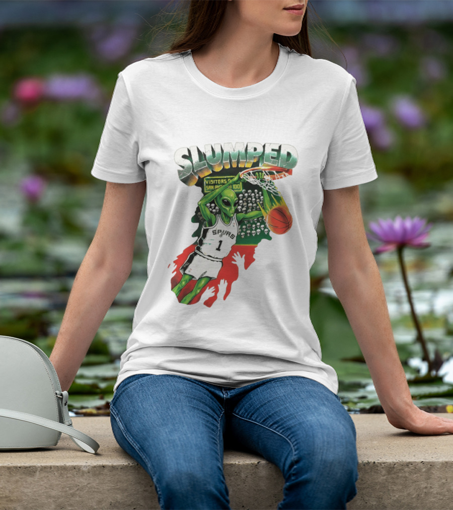 Slumped Alien Basketball Dunk Spurs Number 1 Visitors San Antonio 100 T-Shirt