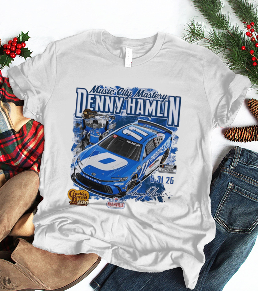 Music City Mastery Denny Hamlin Cracker Barrel 400 Nashville Superspeedway 2026 NASCAR Cup Series T-Shirt