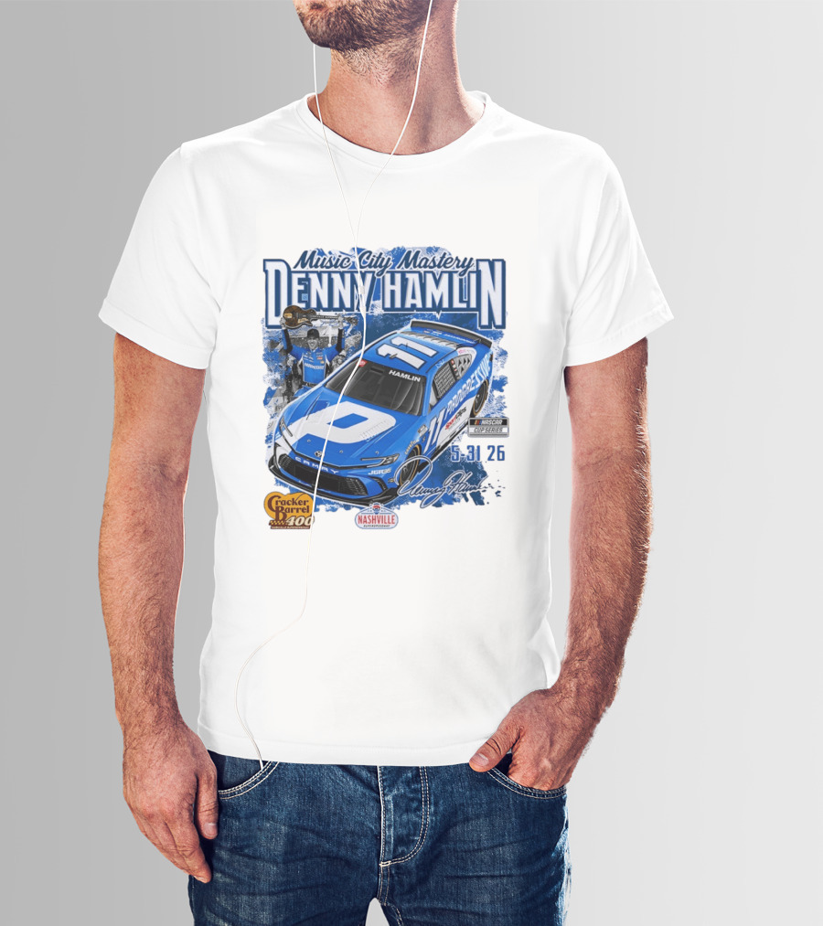 Music City Mastery Denny Hamlin Cracker Barrel 400 Nashville Superspeedway 2026 NASCAR Cup Series T-Shirt