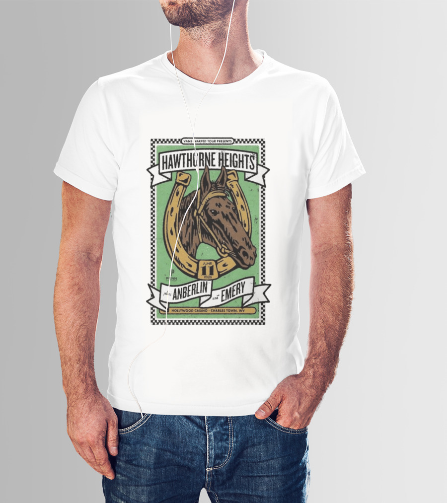 Vans Warped Tour Hawthorne Heights Anberlin Emery June 11 2026 Hollywood Casino Charles Town WV T-Shirt