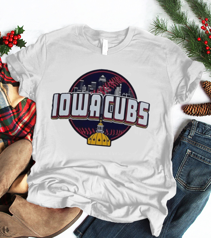 Iowa Cubs Des Moines Skyline Baseball Iowa State Capitol T-Shirt