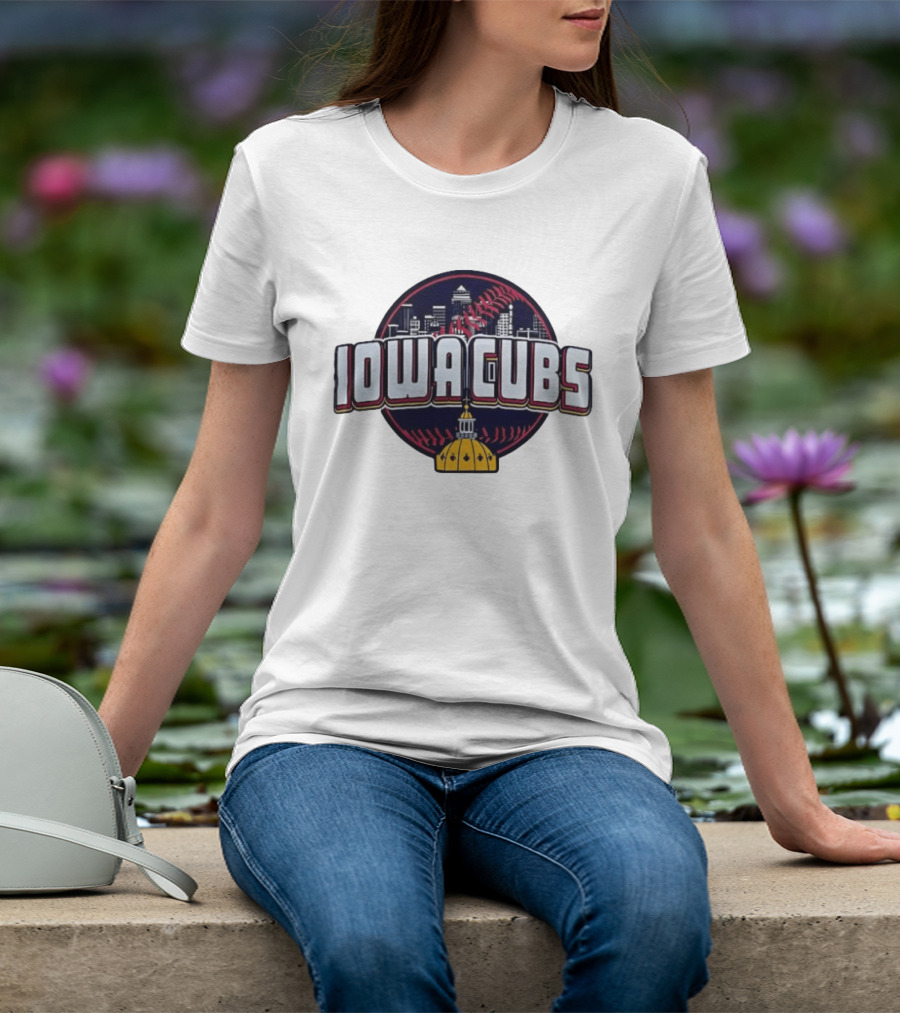 Iowa Cubs Des Moines Skyline Baseball Iowa State Capitol T-Shirt