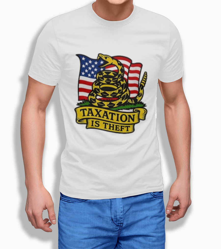 Taxation Is Theft Gadsden Flag American Flag Snake T-Shirt