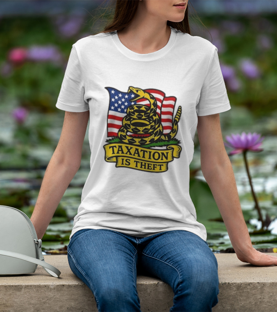 Taxation Is Theft Gadsden Flag American Flag Snake T-Shirt