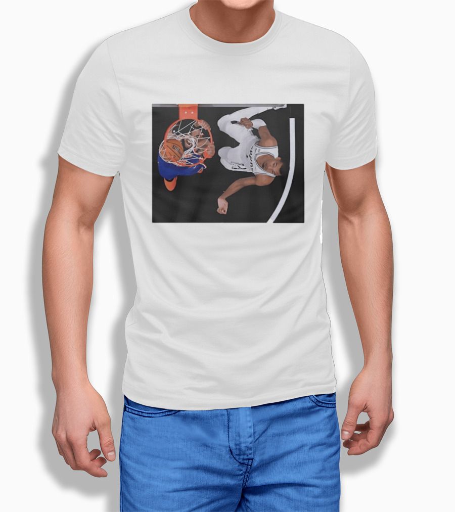 Jalen Brunson New York Knicks Victor Wembanyama San Antonio Spurs NBA Basketball Action T-Shirt