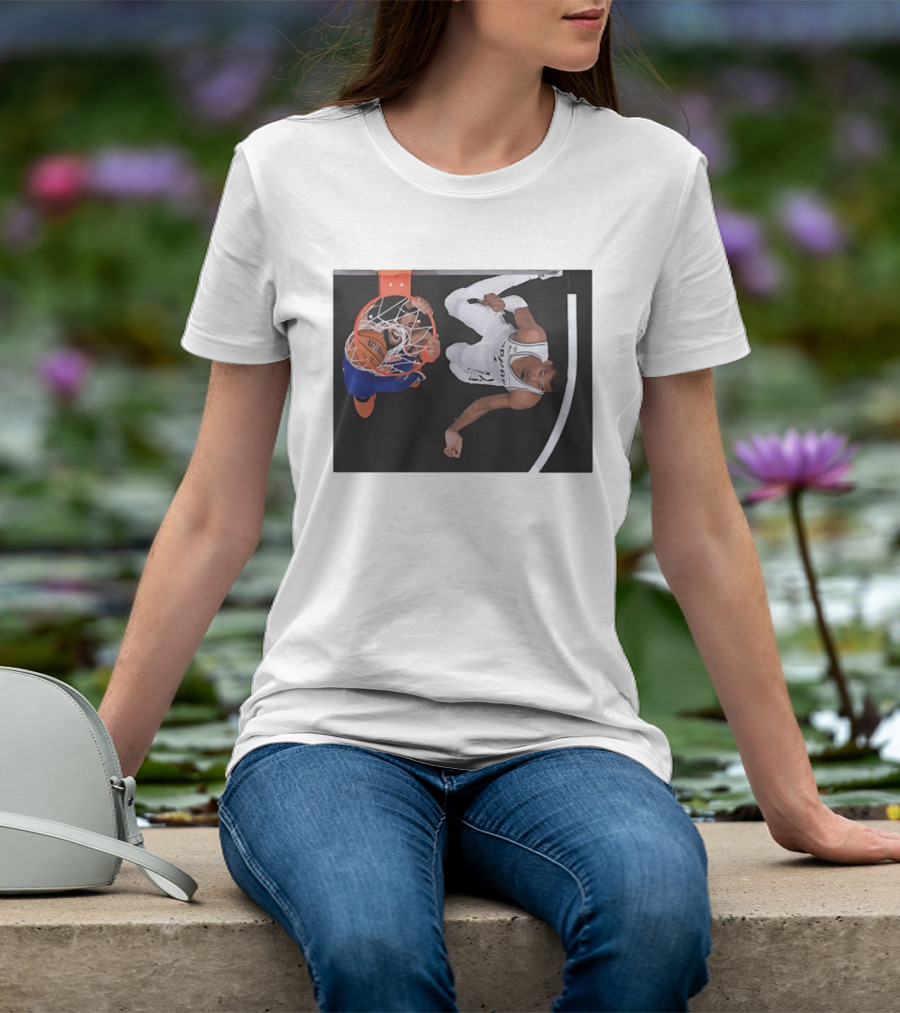 Jalen Brunson New York Knicks Victor Wembanyama San Antonio Spurs NBA Basketball Action T-Shirt