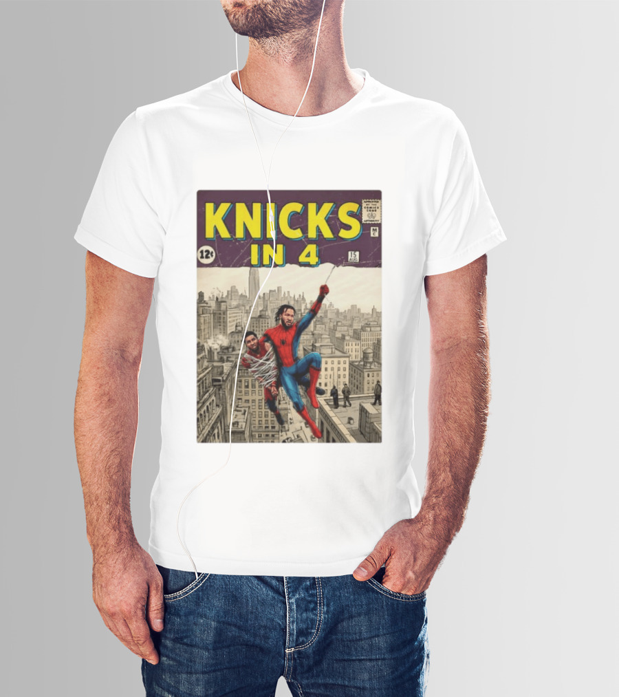 Knicks In 4 Jalen Brunson Vs Donovan Mitchell Comic Crossover New York Cleveland Showdown T-Shirt