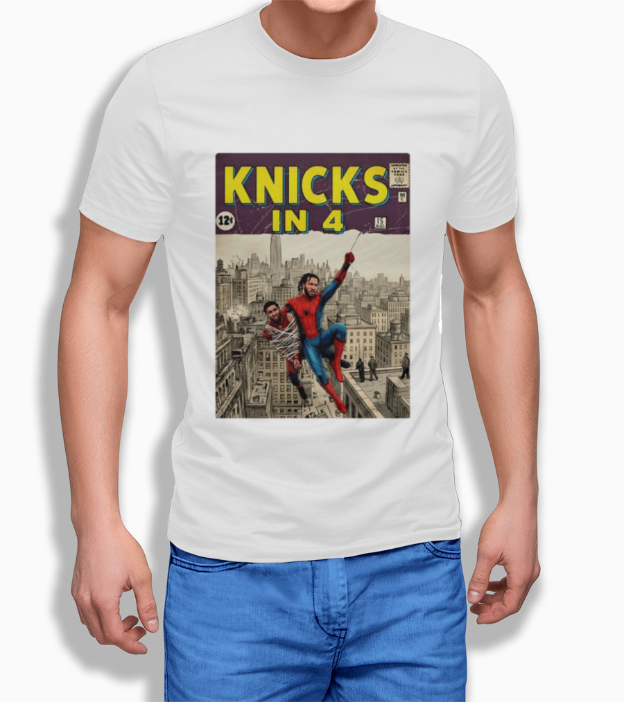 Knicks In 4 Jalen Brunson Vs Donovan Mitchell Comic Crossover New York Cleveland Showdown T-Shirt