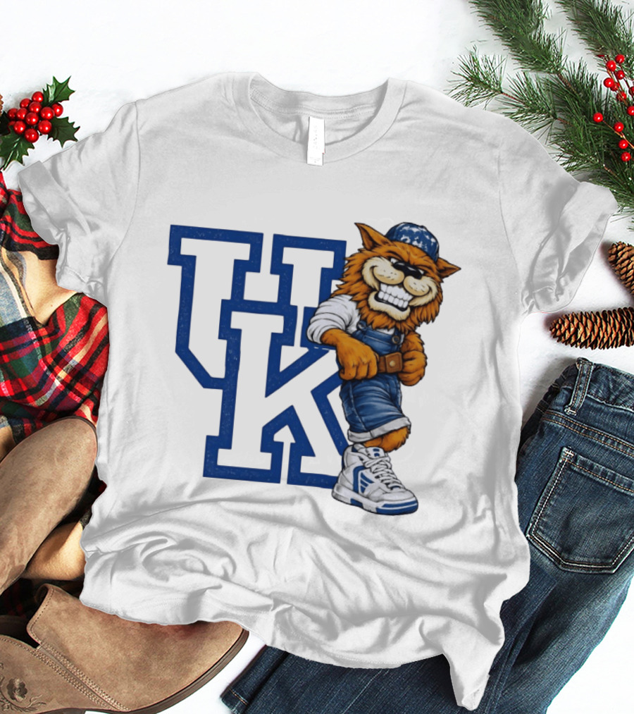 Kentucky Wildcats UK Mascot In Overalls Sneakers Athletics Basketball T-Shirt
