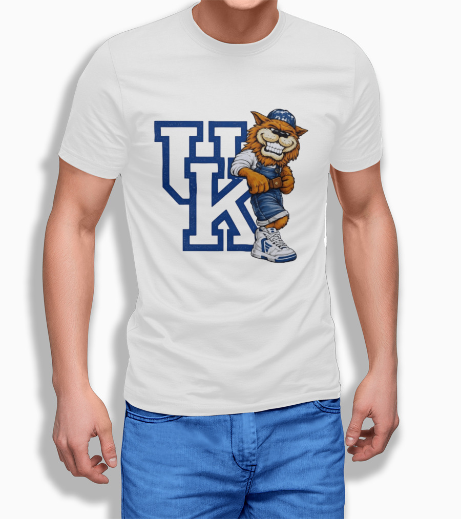 Kentucky Wildcats UK Mascot In Overalls Sneakers Athletics Basketball T-Shirt