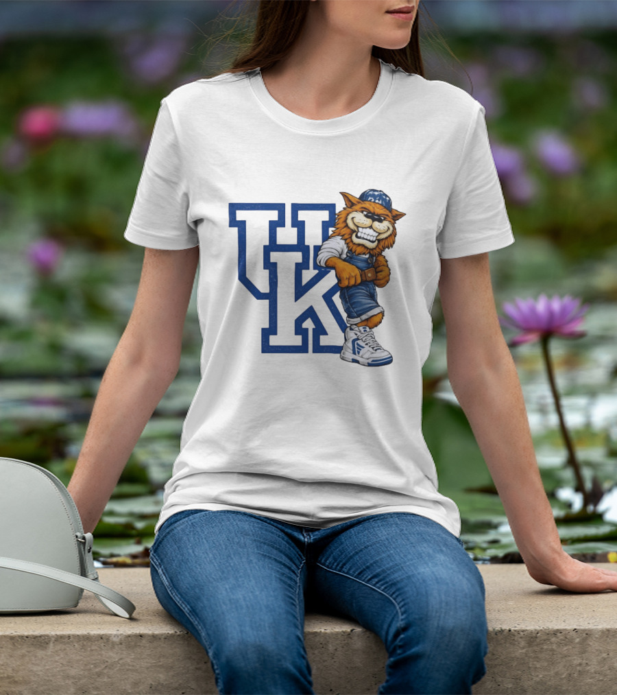 Kentucky Wildcats UK Mascot In Overalls Sneakers Athletics Basketball T-Shirt