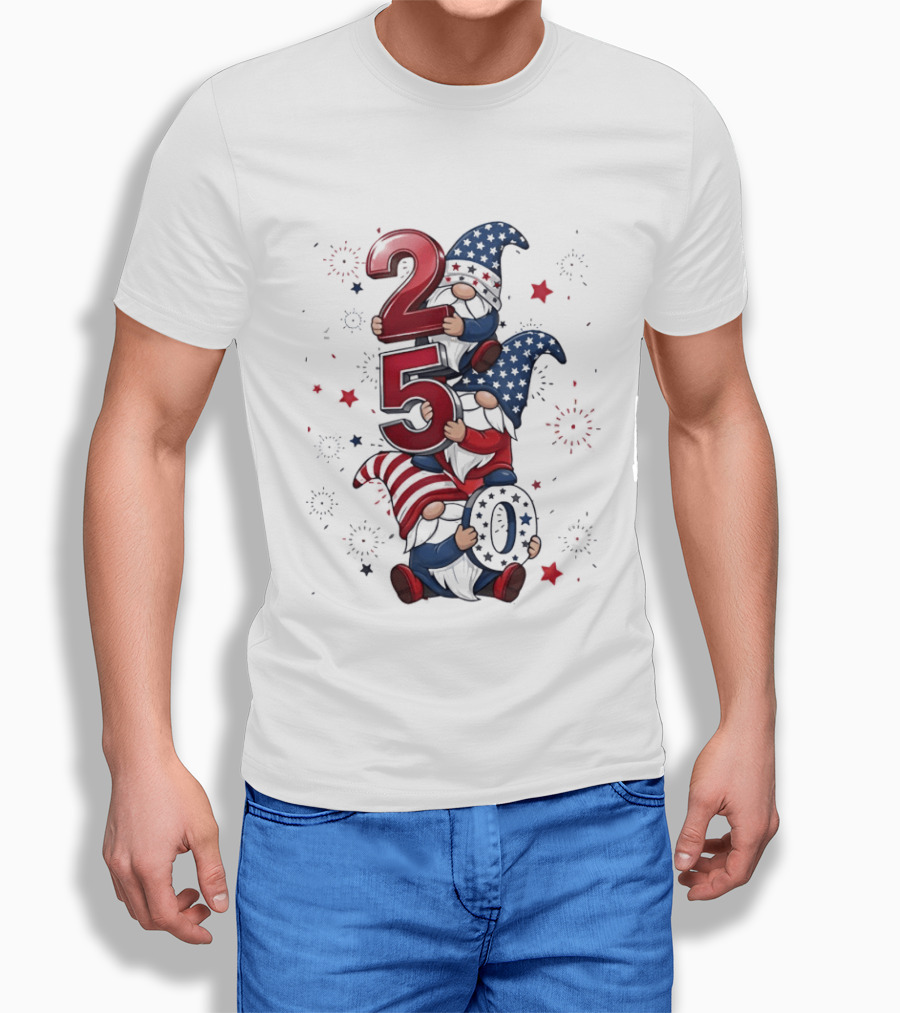 Patriotic Gnomes 250 Years Of Independence USA Fourth Of July Celebrations T-Shirt