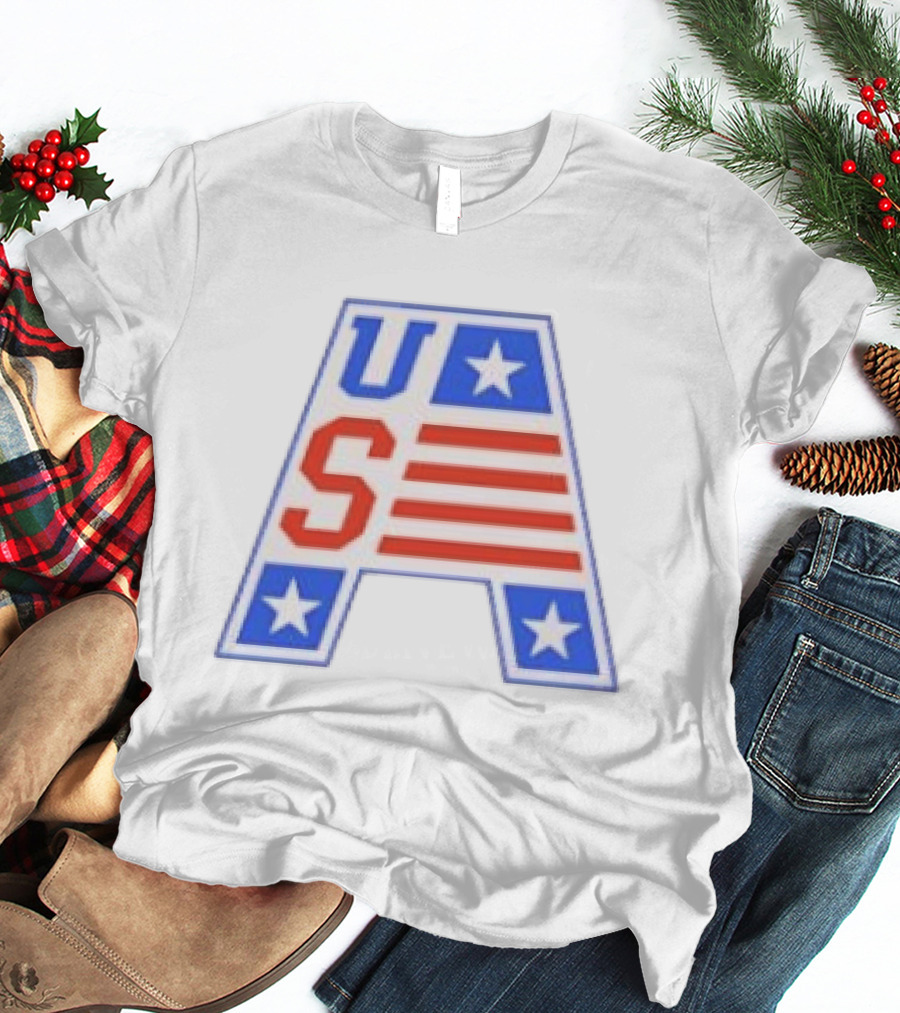 USA Stars Stripes Letter A Patriotic T-Shirt