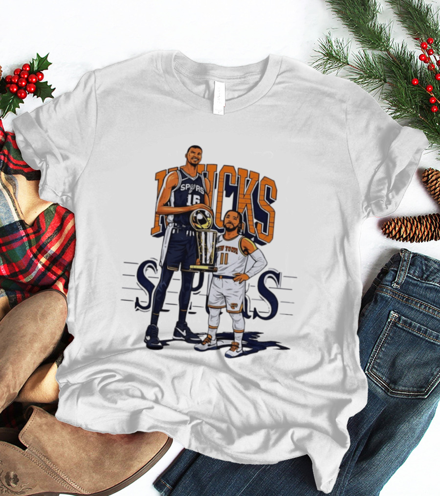 Victor Wembanyama Spurs Versus Jalen Brunson Knicks Trophy Size Gap T-Shirt
