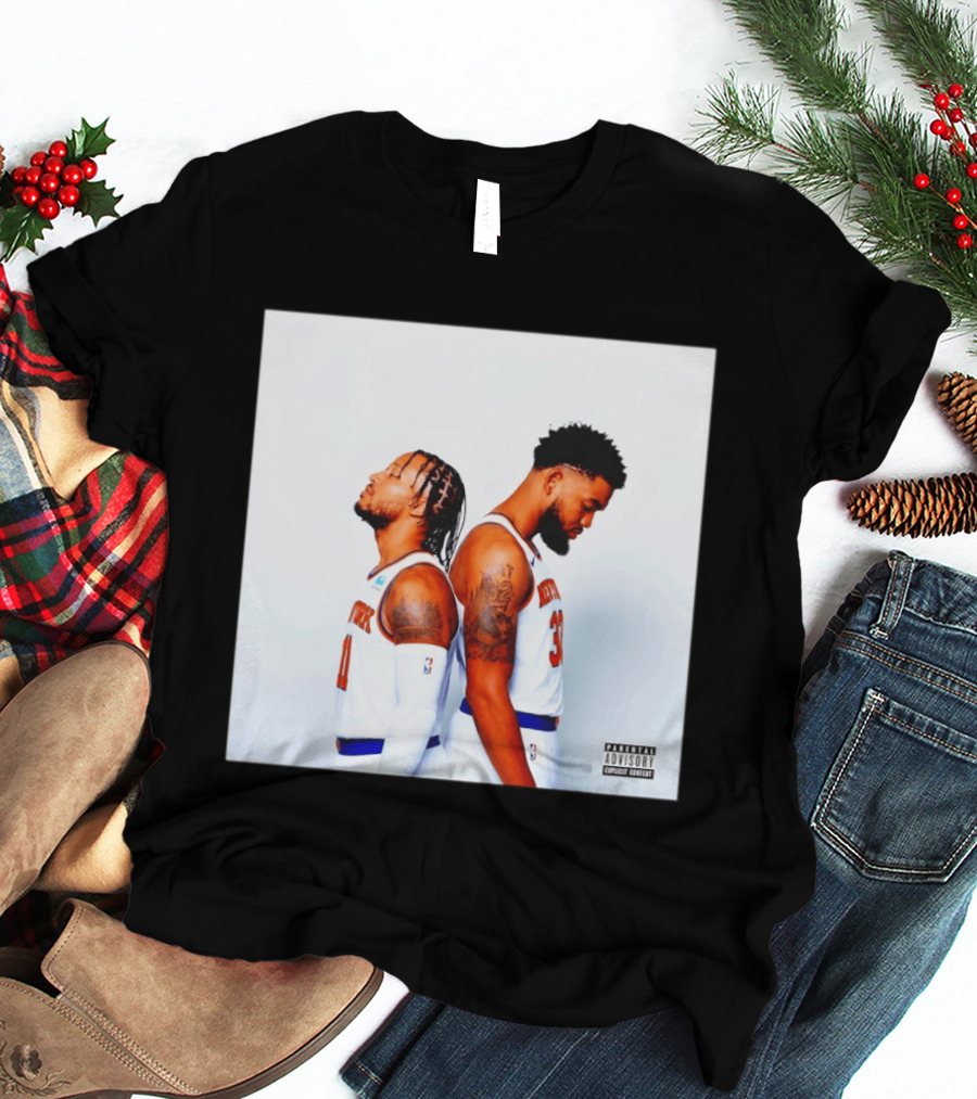 Knicks Basketball Players Brunson Towns Parental Advisory Album Cover T-Shirt