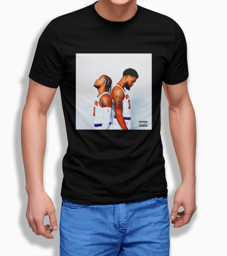 Knicks Basketball Players Brunson Towns Parental Advisory Album Cover T-Shirt