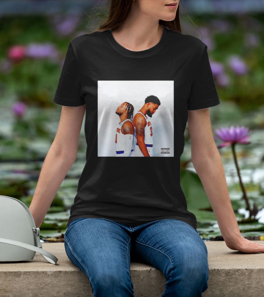 Knicks Basketball Players Brunson Towns Parental Advisory Album Cover T-Shirt