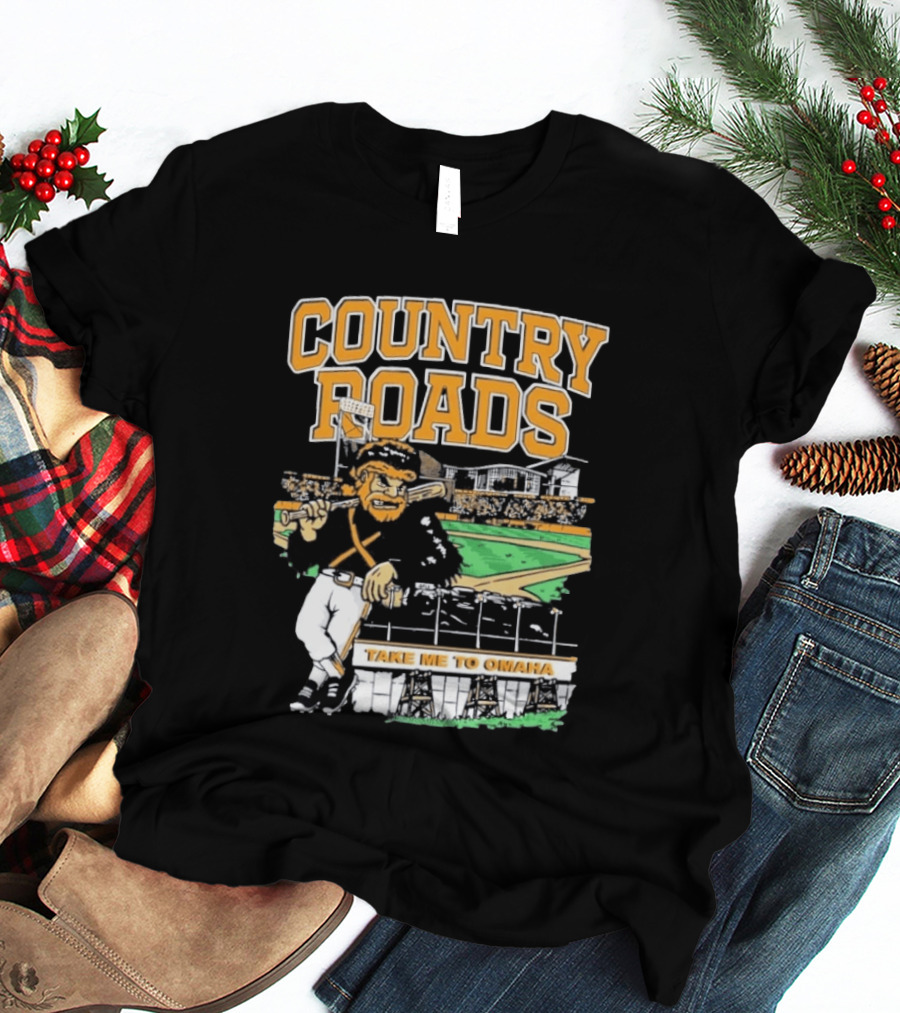 Country Roads Baseball Motif Take Me To Omaha T-Shirt