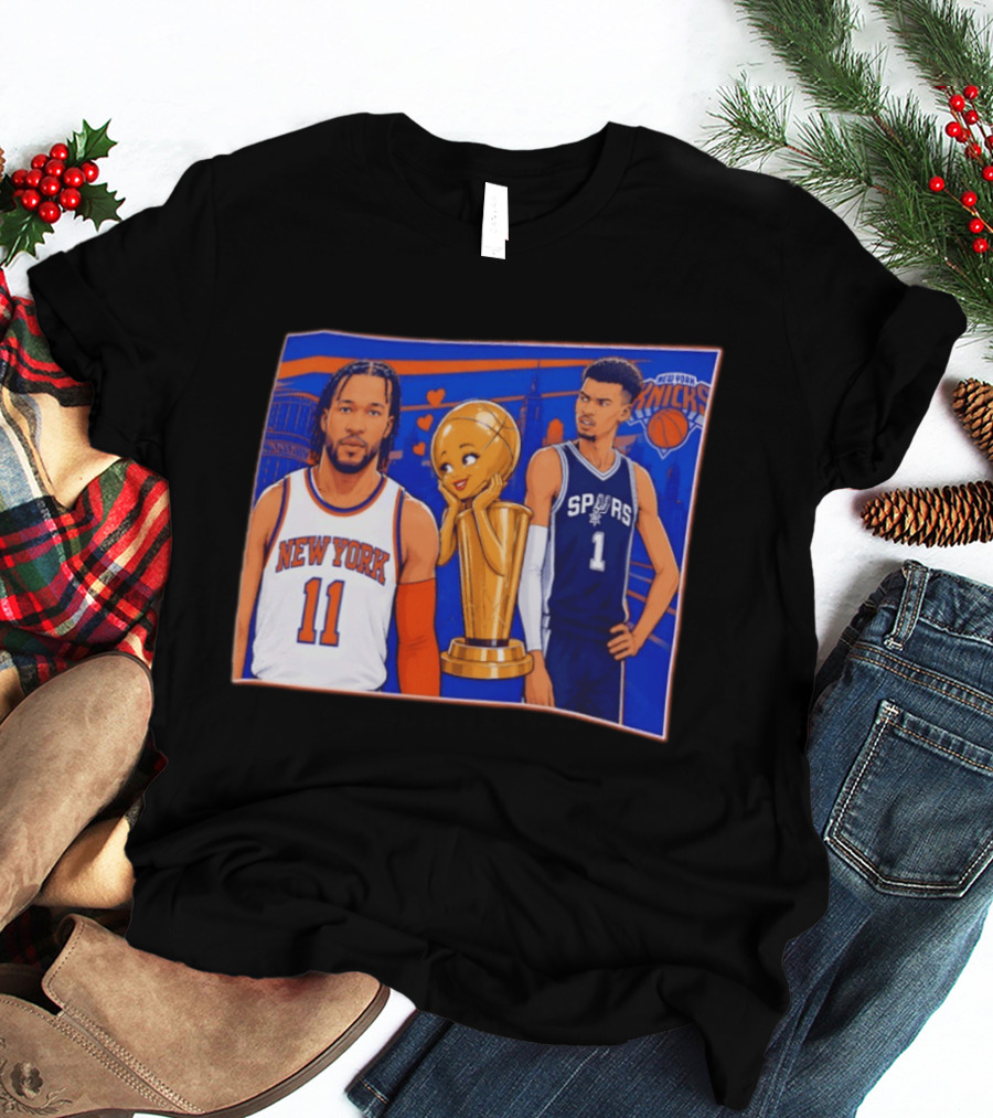 Jalen Brunson New York Knicks Victor Wembanyama San Antonio Spurs Larry O'Brien Trophy T-Shirt