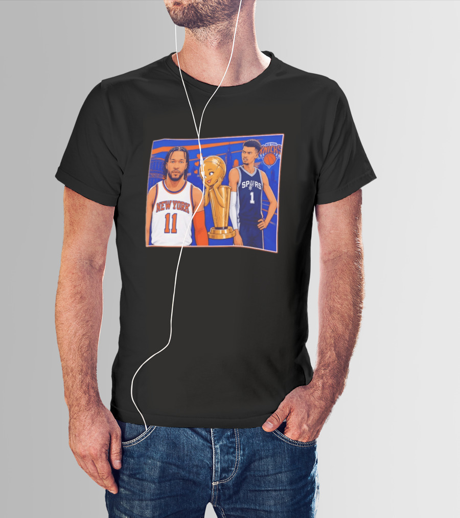 Jalen Brunson New York Knicks Victor Wembanyama San Antonio Spurs Larry O'Brien Trophy T-Shirt