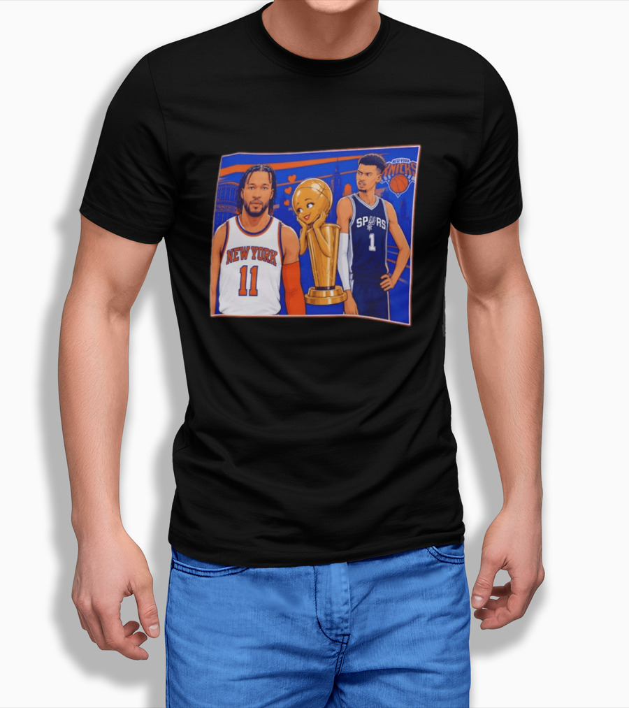 Jalen Brunson New York Knicks Victor Wembanyama San Antonio Spurs Larry O'Brien Trophy T-Shirt