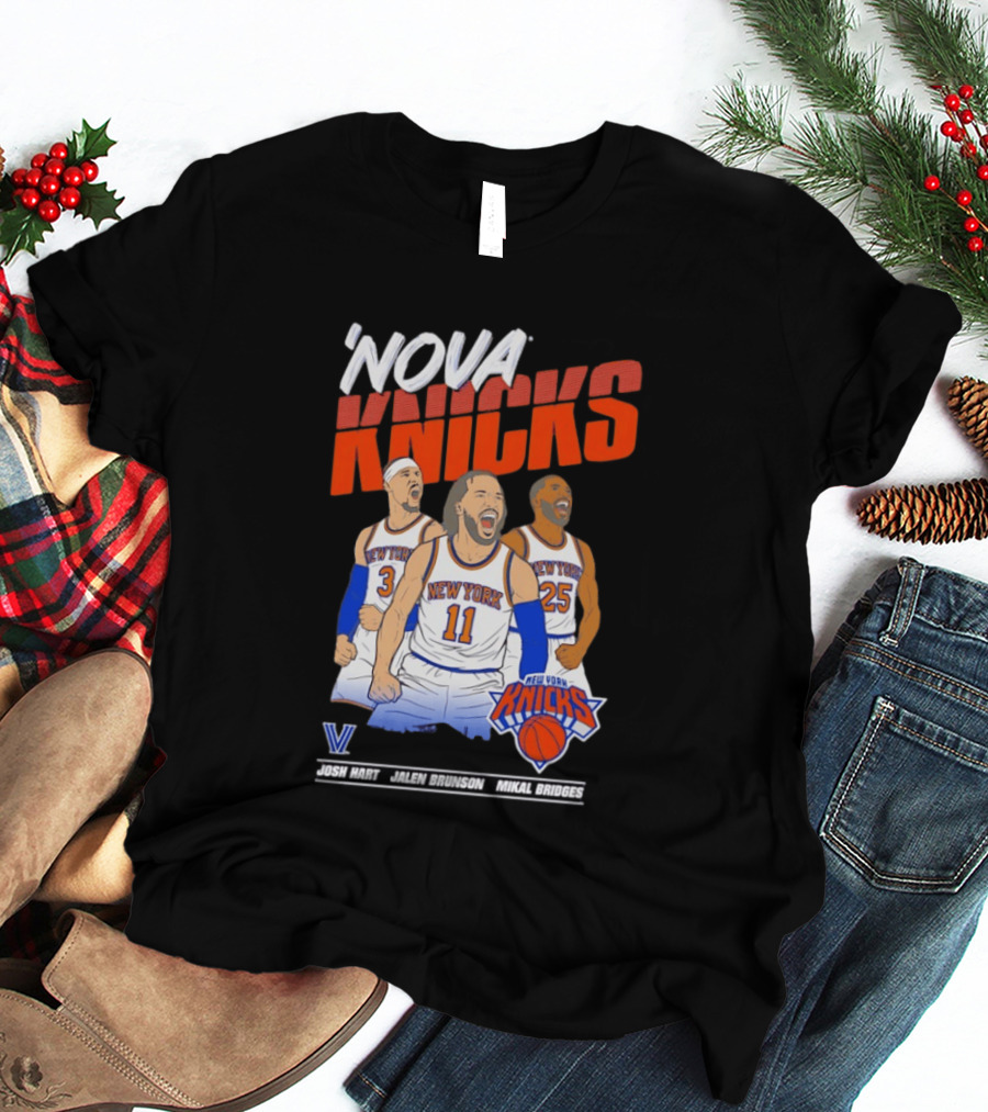Nova Knicks Josh Hart Jalen Brunson Mikal Bridges New York NBA Basketball T-Shirt
