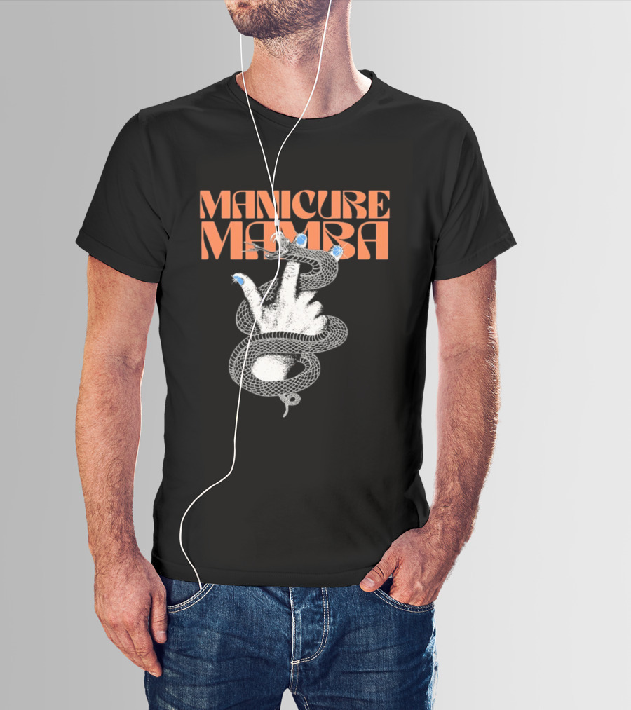 Manicure Mamba Snake Hand Nail Art With Gems T-Shirt