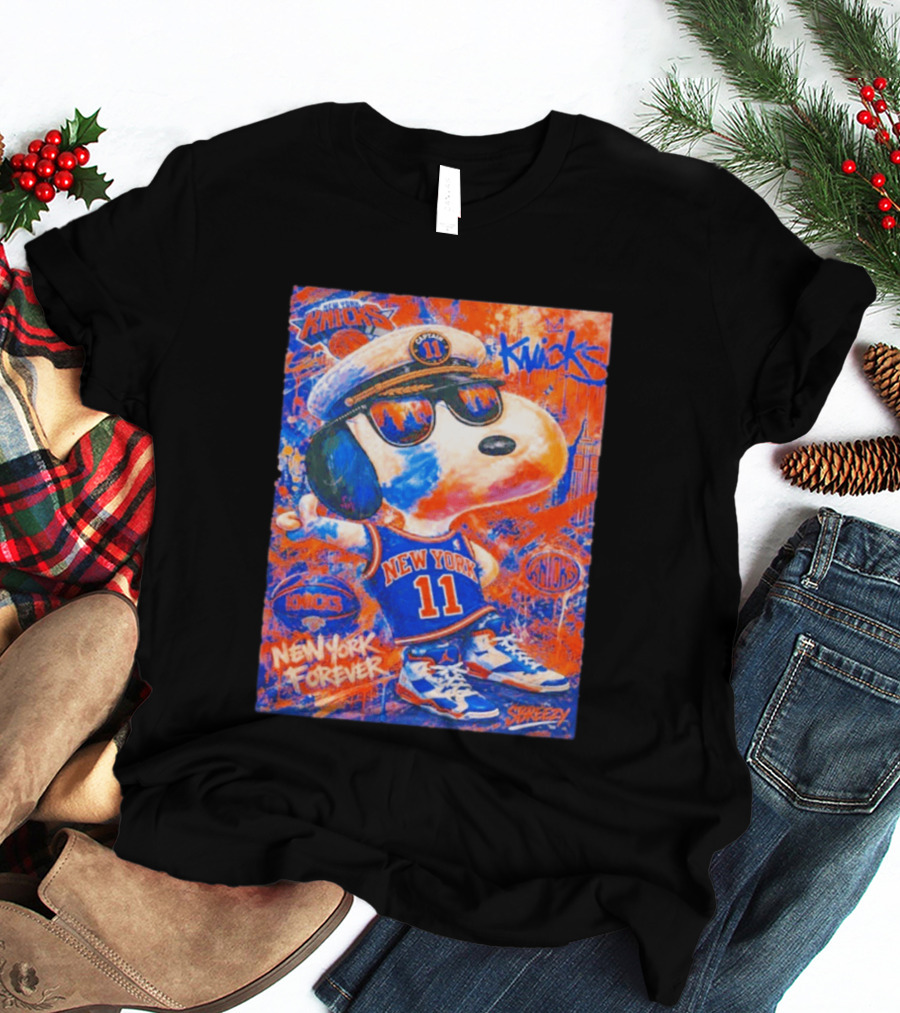 New York Knicks Snoopy Captain 11 New York Forever Streetwear Collection T-Shirt
