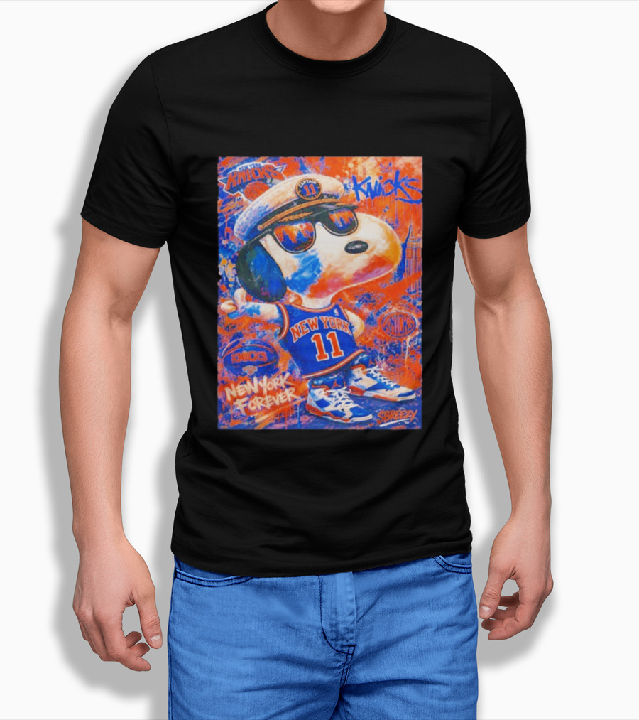New York Knicks Snoopy Captain 11 New York Forever Streetwear Collection T-Shirt