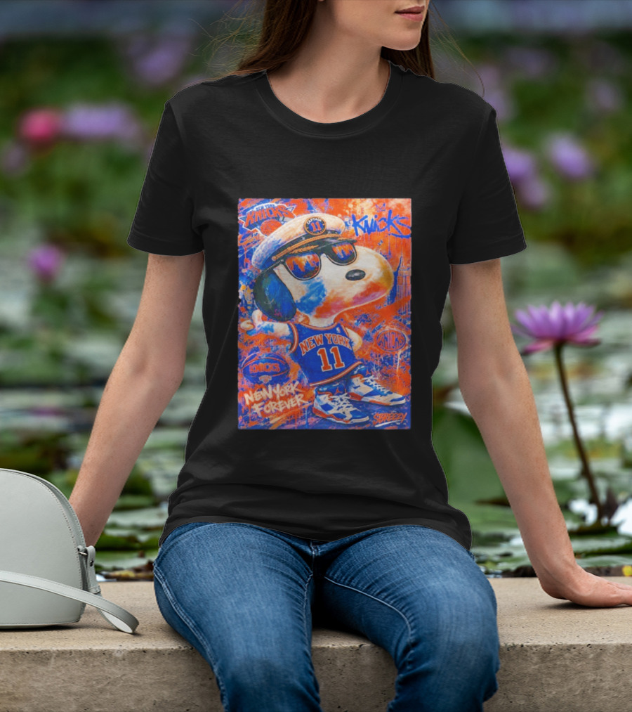 New York Knicks Snoopy Captain 11 New York Forever Streetwear Collection T-Shirt