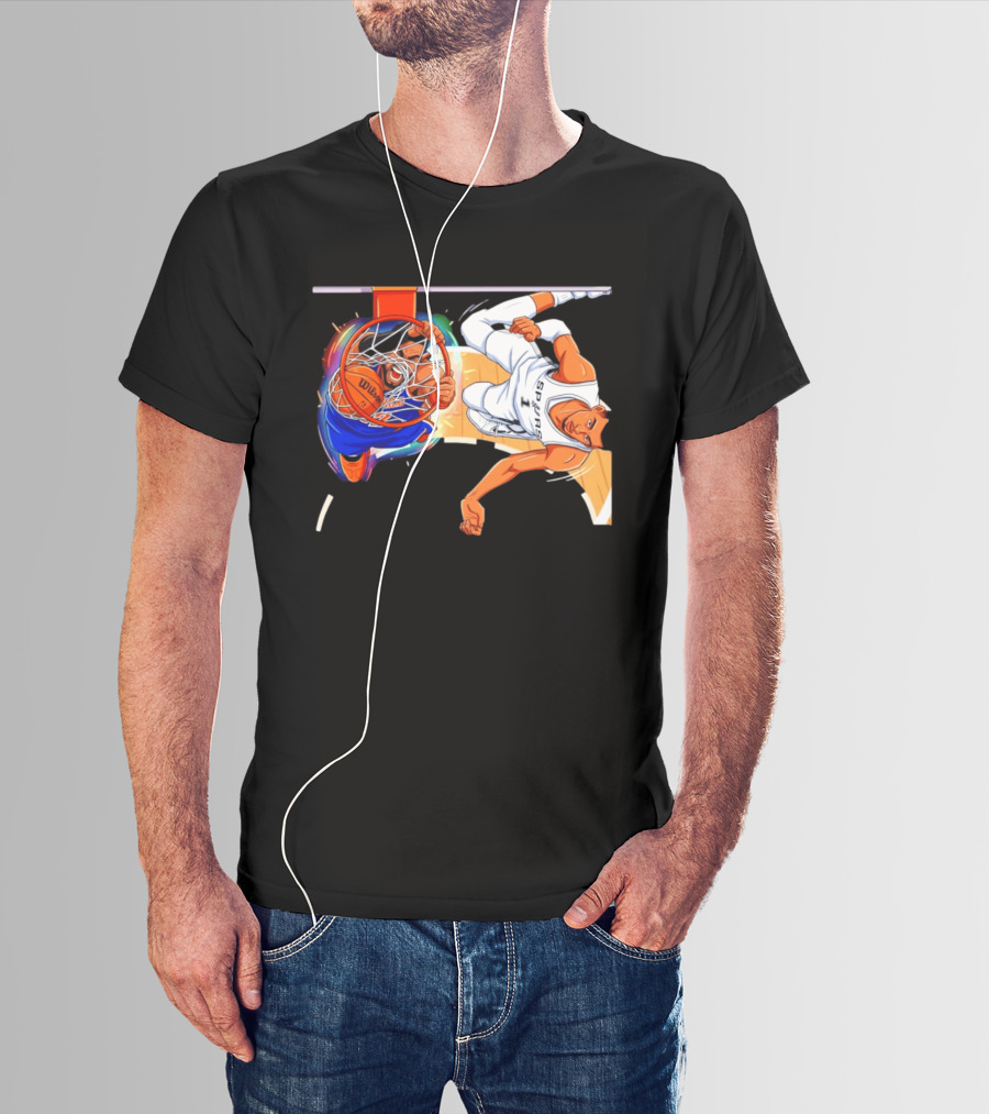 New York Knicks Vs San Antonio Spurs Comic Dunk Battle T-Shirt