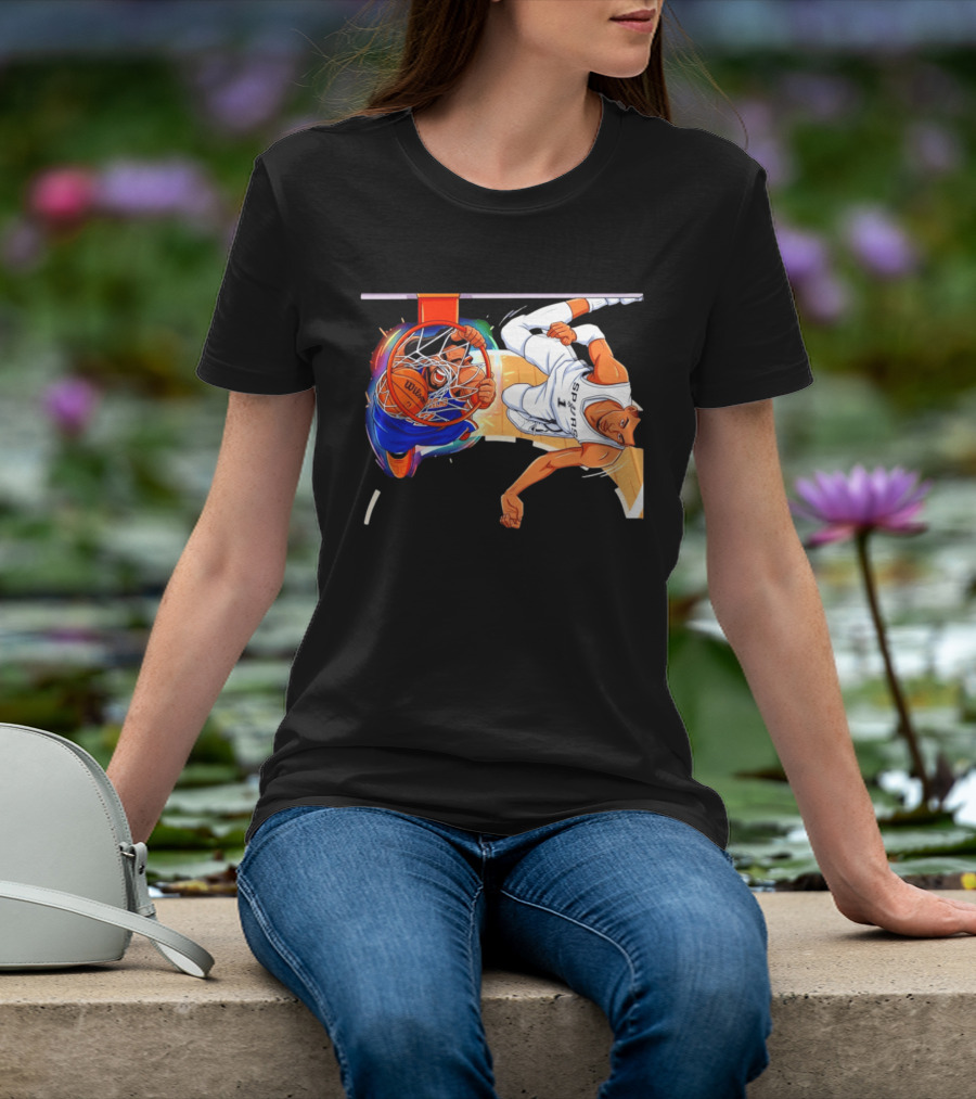 New York Knicks Vs San Antonio Spurs Comic Dunk Battle T-Shirt