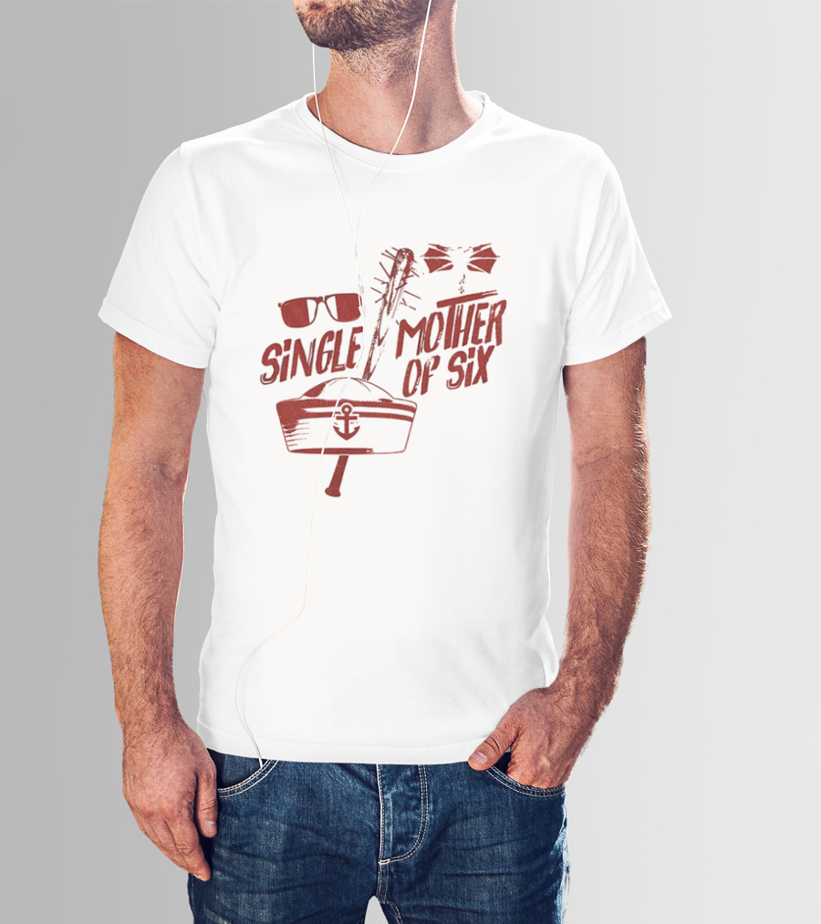 Retro 80s Single Mother Of Six Baseball Bat Sunglasses Anchor T-Shirt