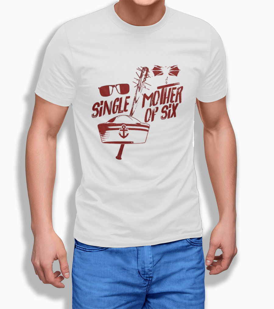 Retro 80s Single Mother Of Six Baseball Bat Sunglasses Anchor T-Shirt