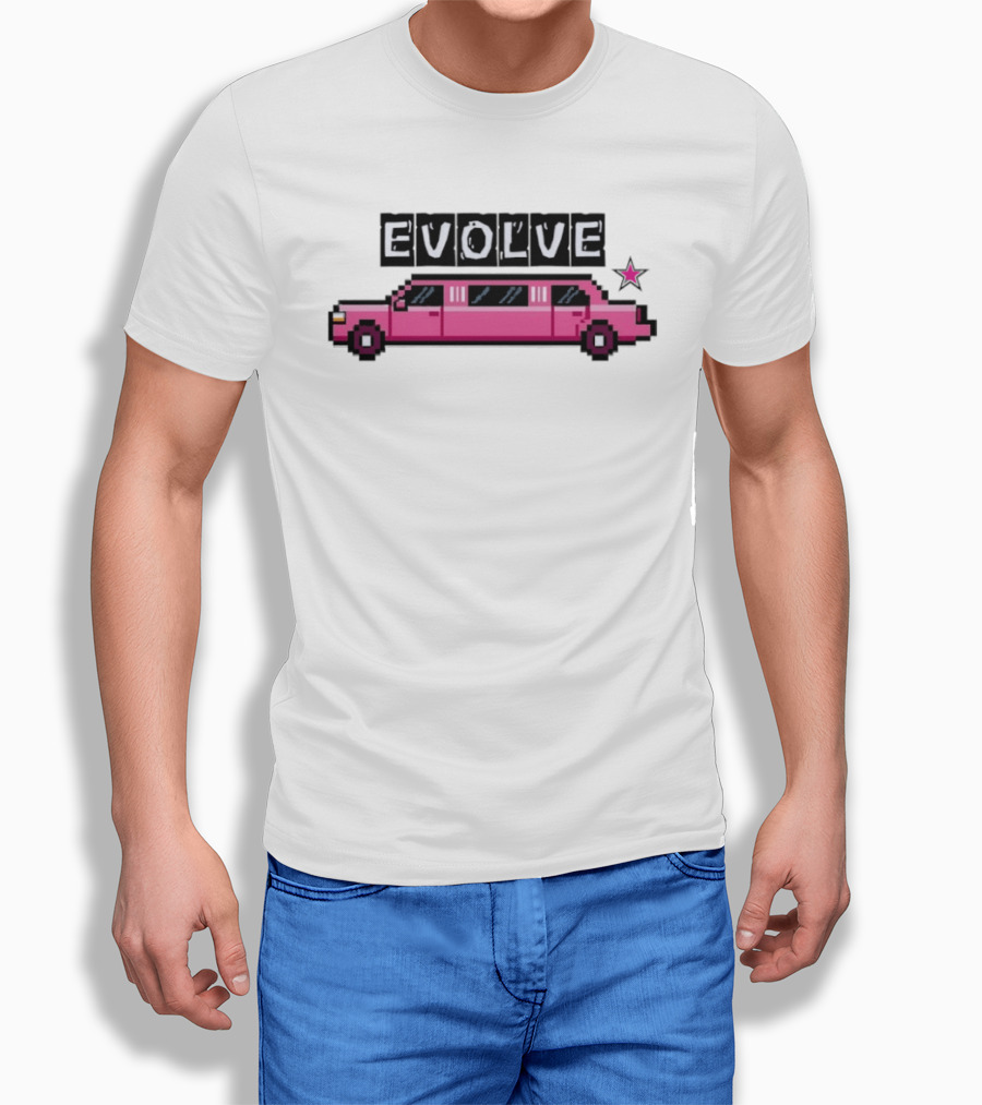 Evolve Pixel Art Pink Limousine Retro Star T-Shirt