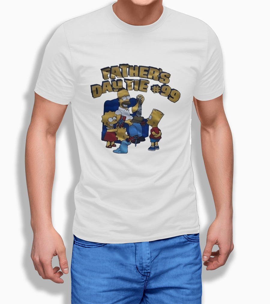 Father's Day Tie 99 Cartoon Celebration With Iconic Family Gathering T-Shirt