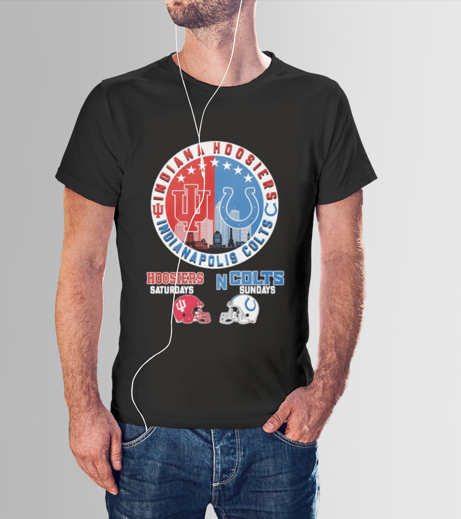Indiana Hoosiers Saturdays Indianapolis Colts Sundays Mashup T-Shirt
