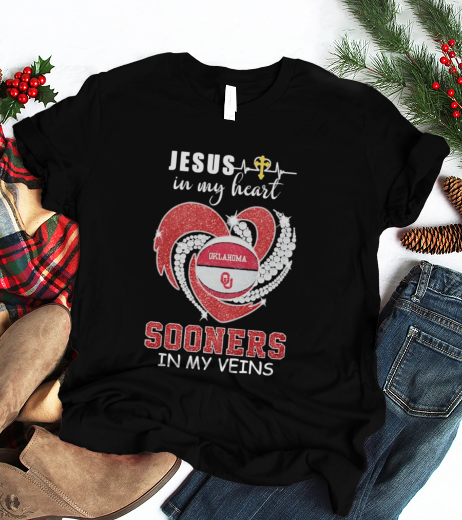 Jesus In My Heart Sooners In My Veins Oklahoma T-Shirt