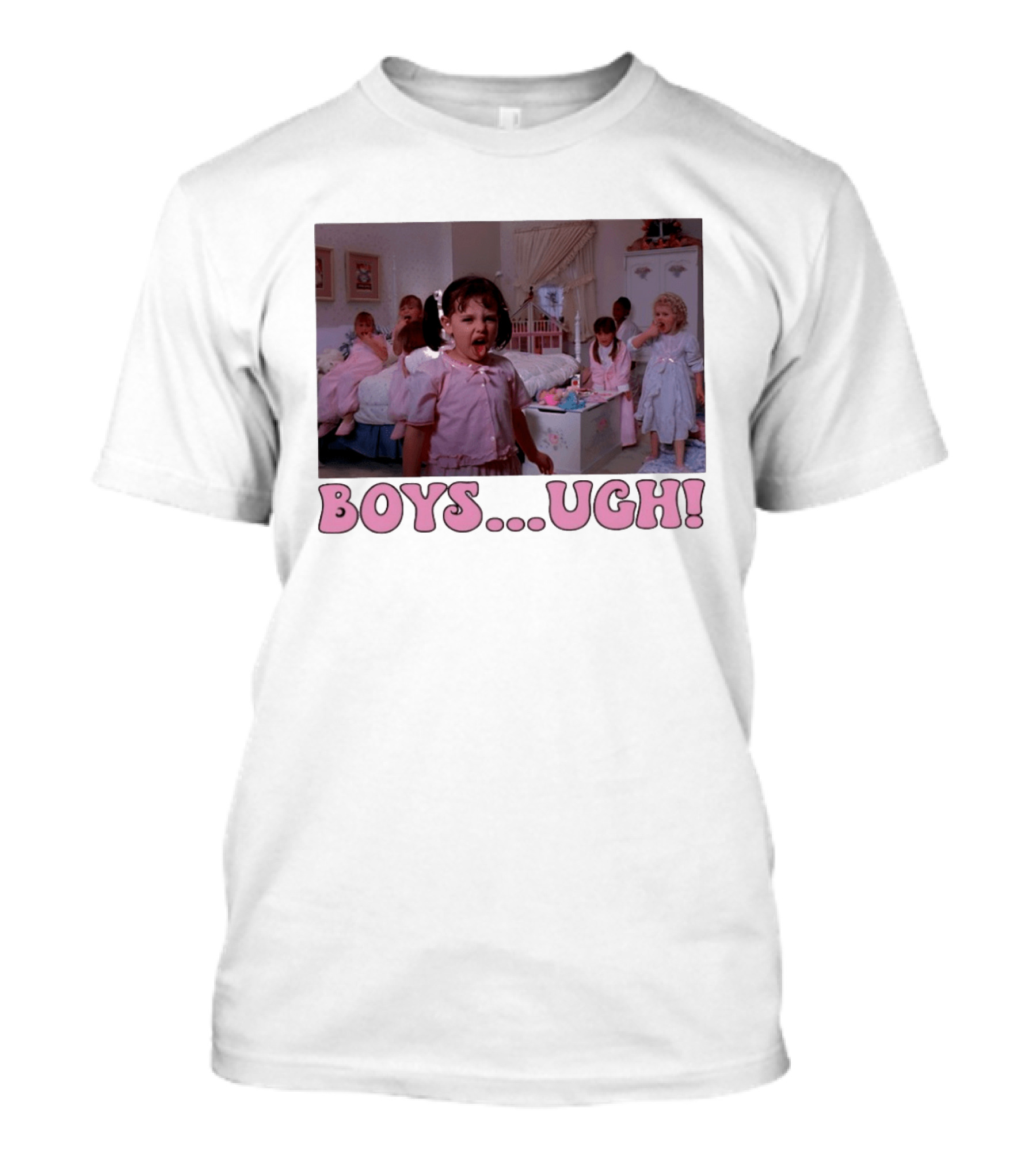 Boys Ugh Funny Valentine's Day Pink Pajama Party Classic Movie Scene T-Shirt
