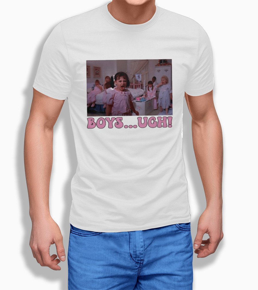 Boys Ugh Funny Valentine's Day Pink Pajama Party Classic Movie Scene T-Shirt