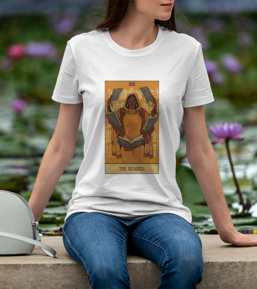 XVI The Reader Tarot Card Modern Witch Aesthetic Books Library T-Shirt