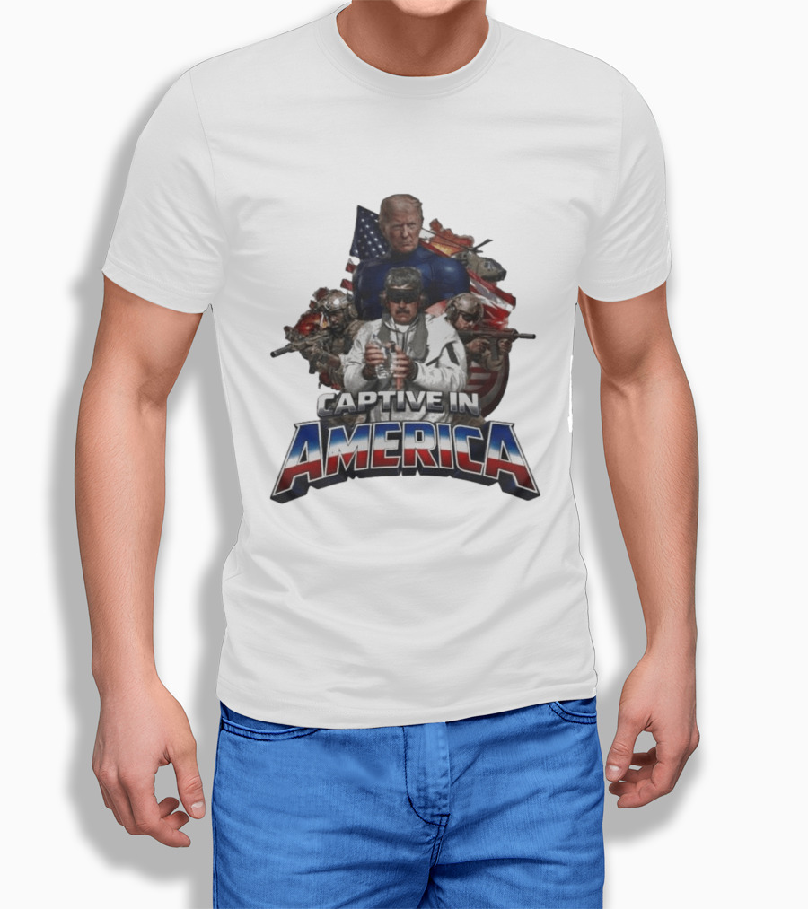 Trump Maduro Captive In America Soldiers Helicopters United States Flag T-Shirt