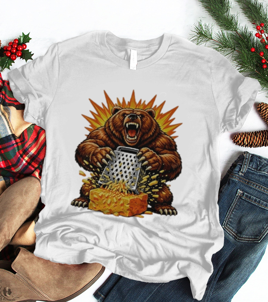 Angry Bear Grating Cheese Grater Hater Explosive Roaring Beast T-Shirt