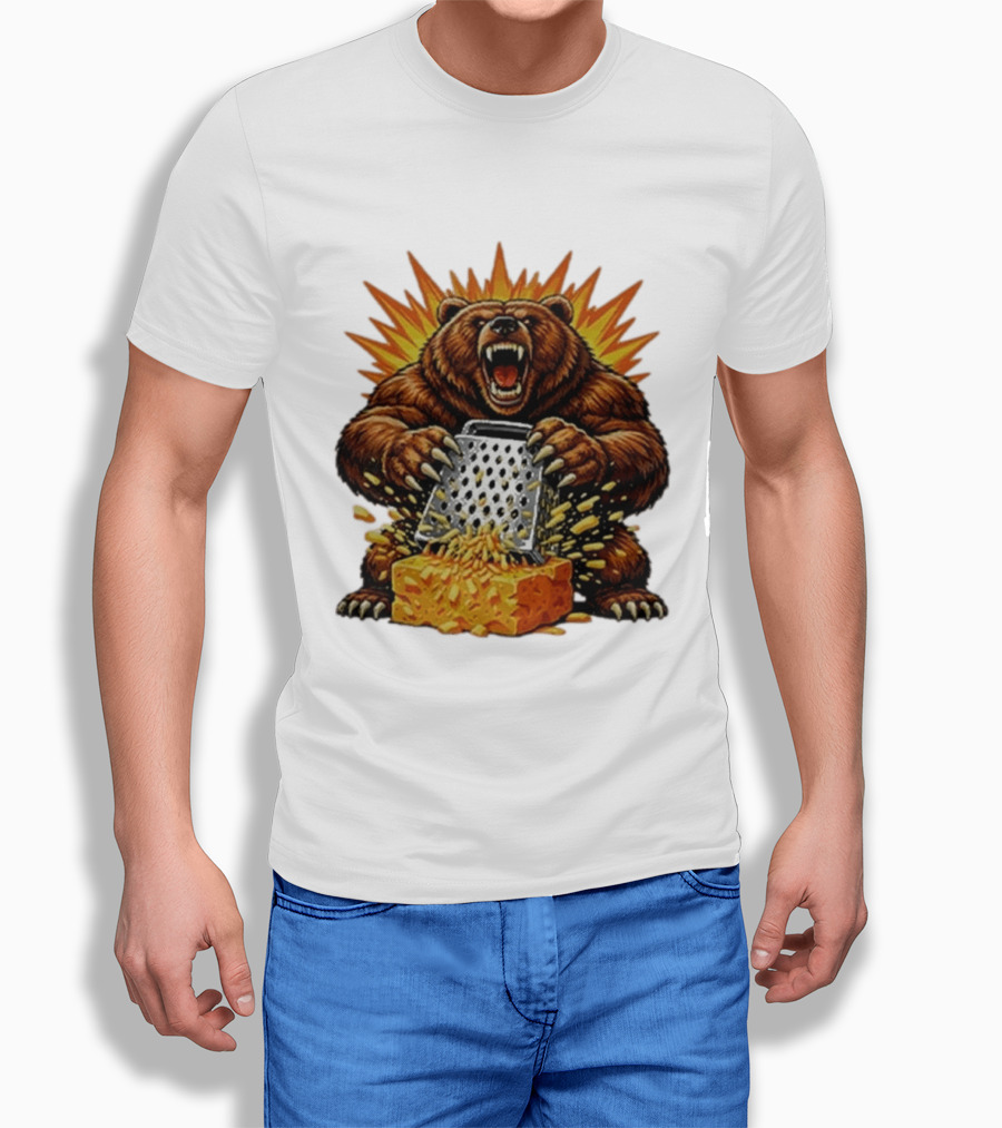Angry Bear Grating Cheese Grater Hater Explosive Roaring Beast T-Shirt