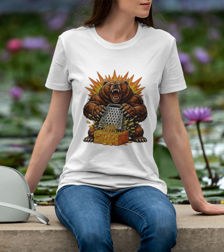 Angry Bear Grating Cheese Grater Hater Explosive Roaring Beast T-Shirt